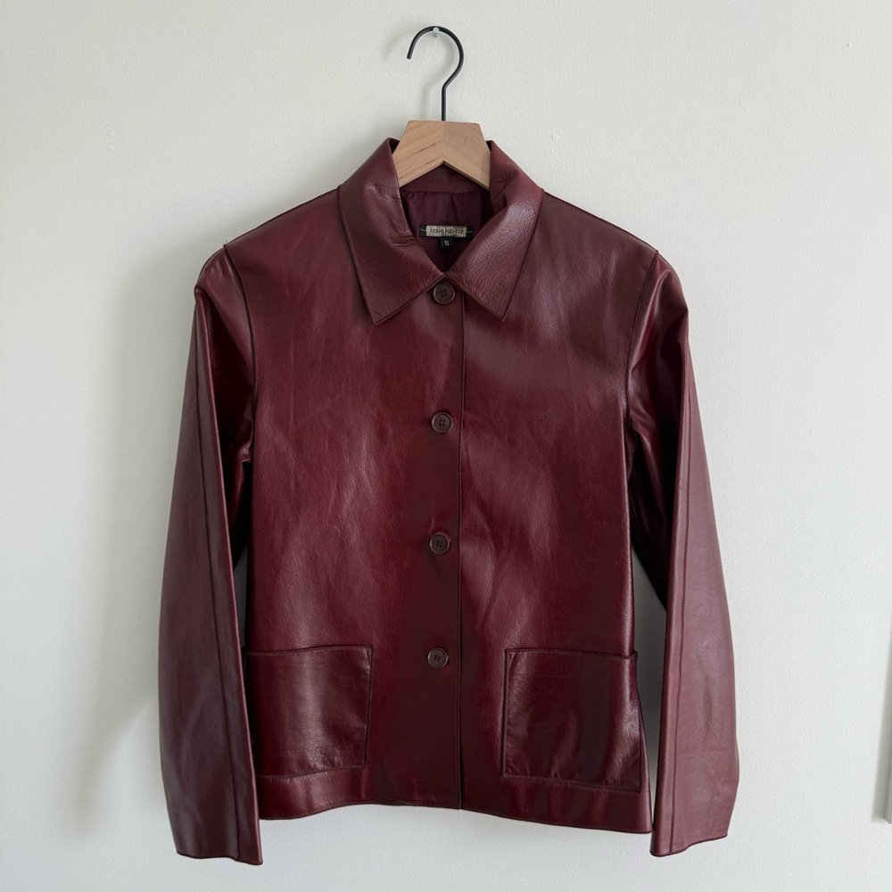 VINTAGE Rozae Nichols Maroon 100% Leather Jacket - SMALL
